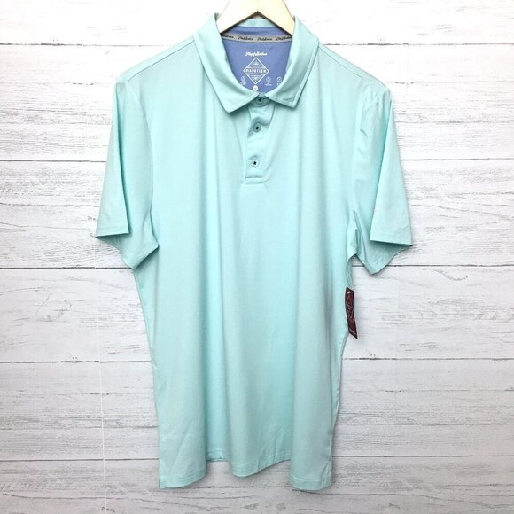 NEW Flag & Anthem Men's Light Blue Madeflex Golf Polo Shirt Lightweight Medium - Picture 1 of 8